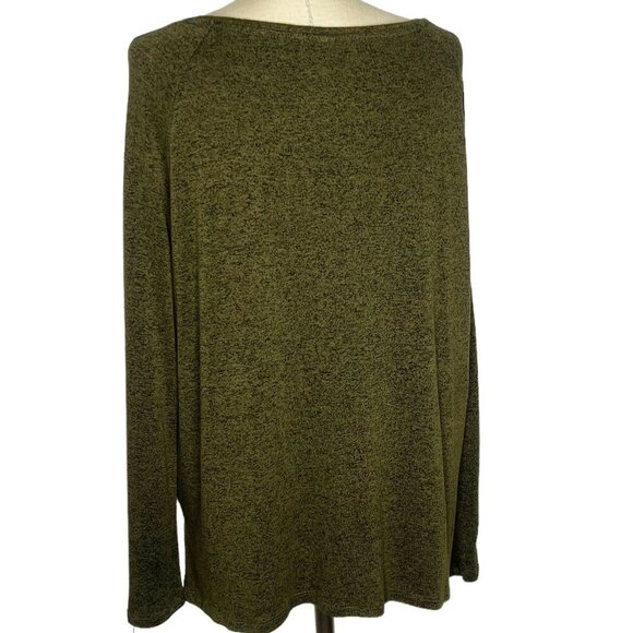 Old Navy Luxe Sweater Top Womens Size M Olive Green Marled Knit - Picture 3 of 4
